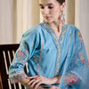 Indyancart IE Floral Embroidered Thread Work Kurta With Trousers & Dupatta