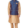 Men's Gold Silk Blend Straight Jacket  Kurta and Pyjama Set