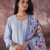 Dhiyona IE Self Design Regular Thread Work Kurta With Trousers & Dupatta