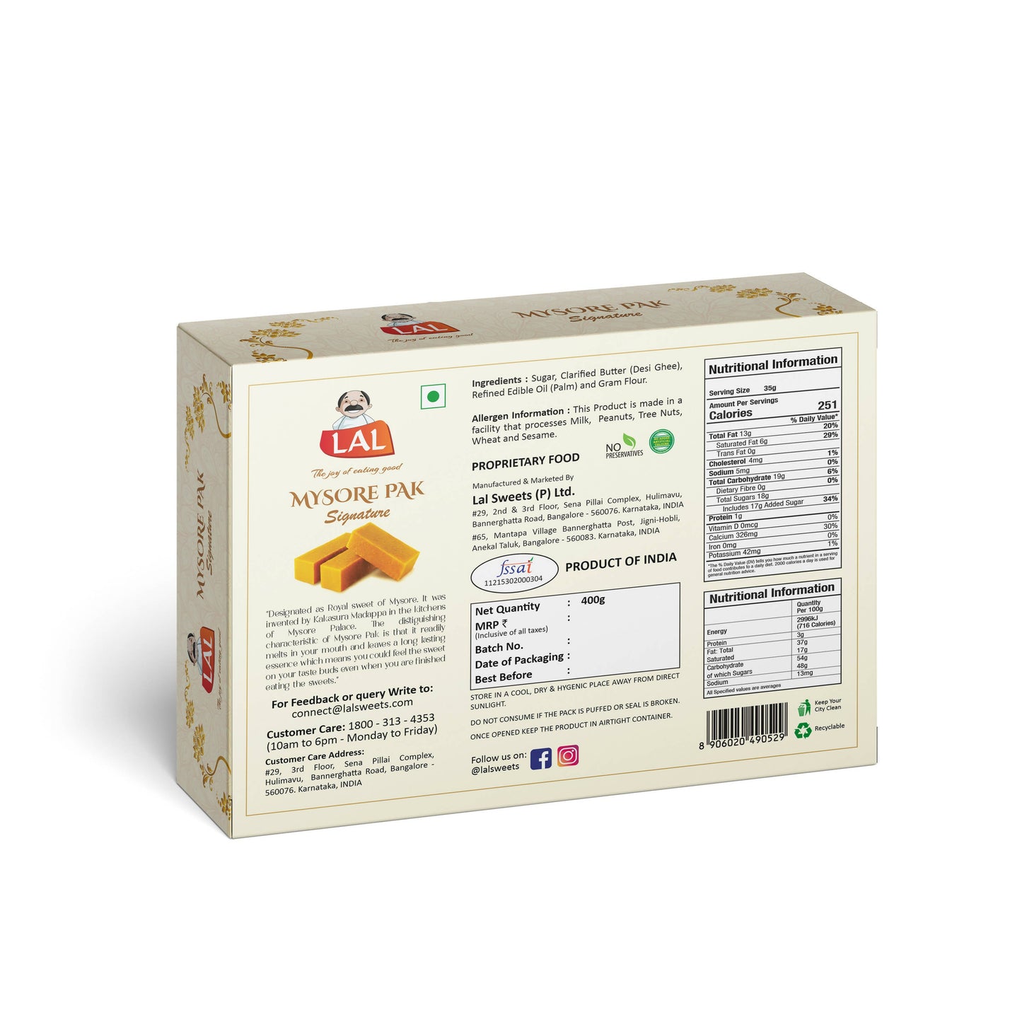 Lal Sweets Mysore Pak Signature - Indyancart