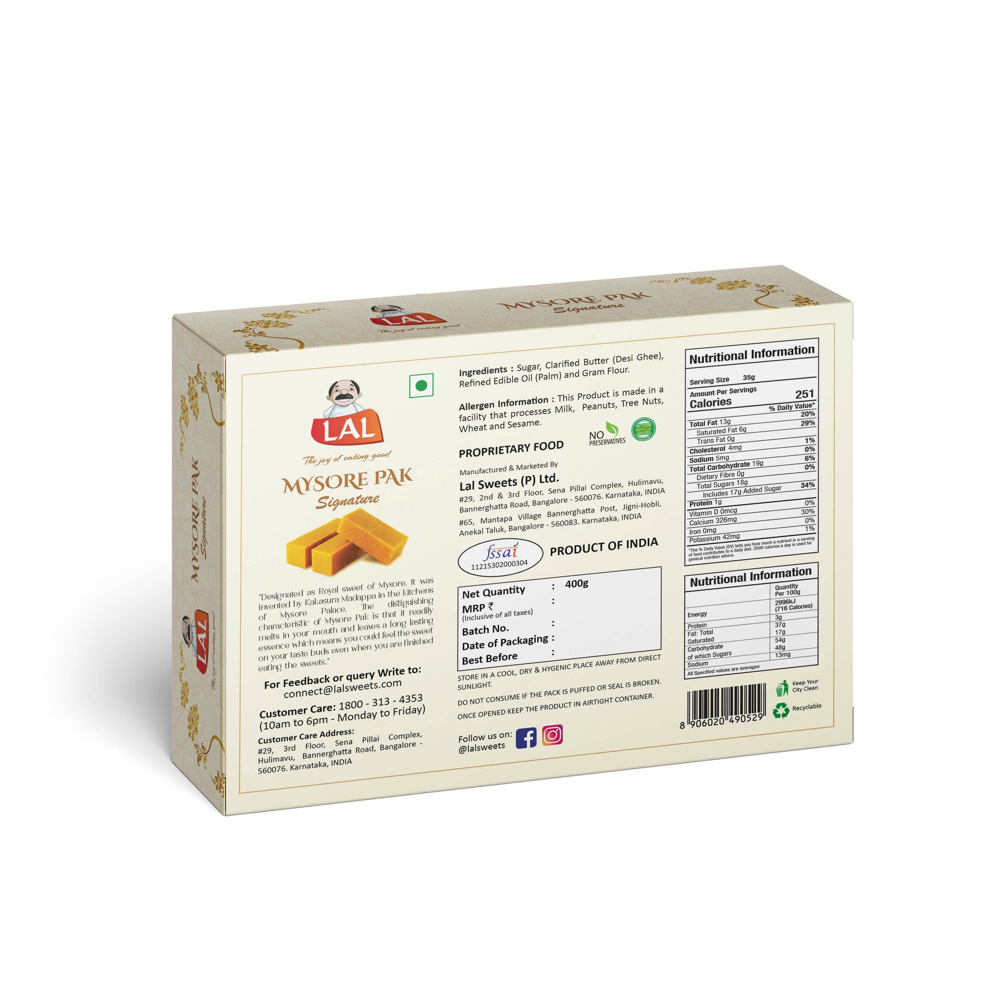 Lal Sweets Mysore Pak Signature - Indyancart