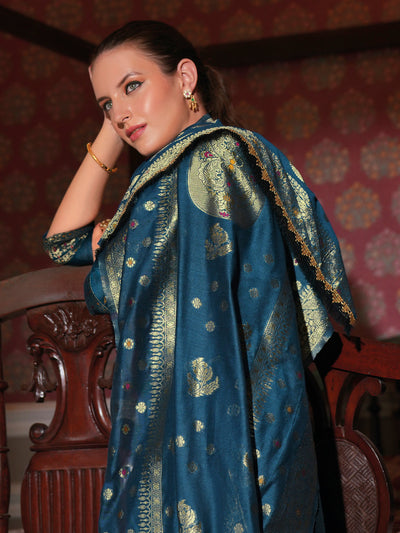 Indyancart VV Women's Silk Blend Kurta Pant Dupatta Set