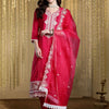 Indyancart IE Women Ethnic Motifs Embroidered Regular Thread Work Kurta with Trousers & With Dupatta