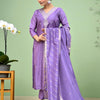 Indyancart SN Women's Floral Embroidered Cotton Kurta with Trousers & Dupatta
