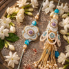 Dhiyona Set Of 2 Pearls & Artificial Stones Floral Bhaiya Bhabhi Rakhi With Roli Chawal