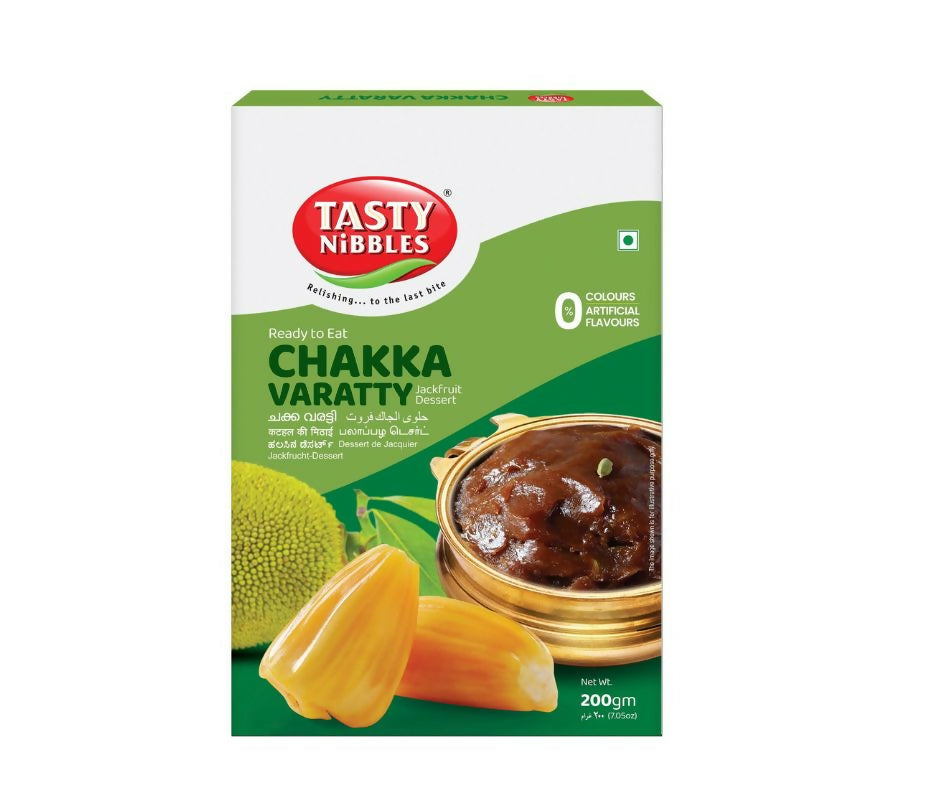 Tasty Nibbles ready-to-eat Jack Fruit dessert (Chakka Varatty) served in a bowl, showcasing its rich, golden color and textured surface.