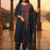 Dhiyona IE Geometric Yoke Design Thread Work Pure Cotton Kurta & Trousers With Dupatta