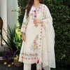 Dhiyona IE Women Floral Embroidered Thread Work Pure Cotton Kurta with Trousers & Dupatta