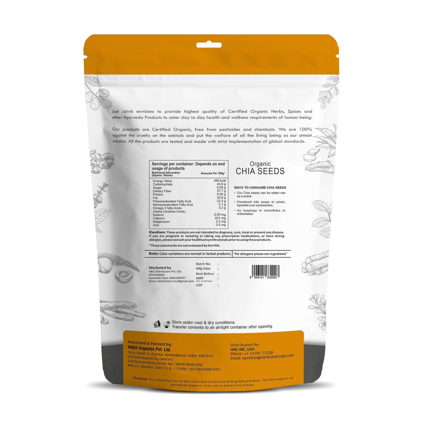 Just Jaivik Organic Chia Seeds
