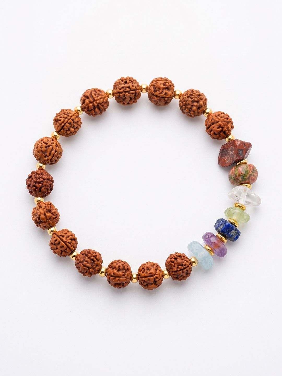 Anouk Set Of 2 Rudraksh & Seven Chakra Chip Bracelet Rakhi With Roli Chawal Chandan Mishri