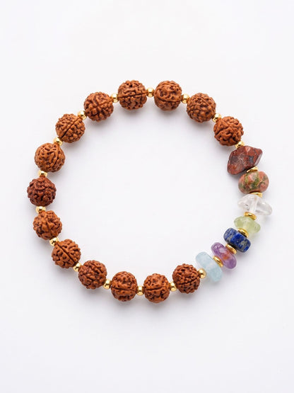 Anouk Set Of 2 Rudraksh & Seven Chakra Chip Bracelet Rakhi With Roli Chawal Chandan Mishri