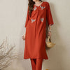 Dhiyona IE Women Ethnic Motifs Embroidered Pleated Thread Work Kurta with Trousers
