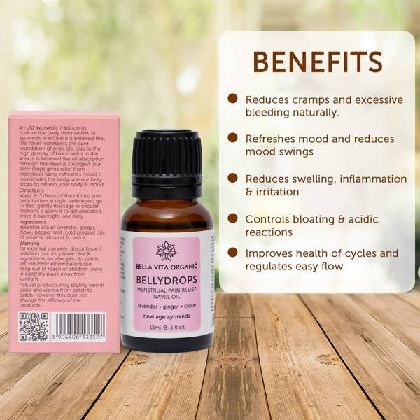 Bella Vita Organic Belly Drops Menstrual Pain Relief Navel Oil