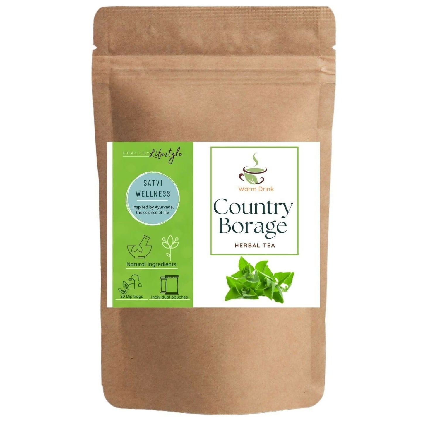 Satvi Wellness Karpooravalli Tea Bags | Natural Indian Borage| Panikoorkka dried | Onavalli | Patharchur