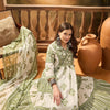 Dhiyona SN Women's Women's Pista Green Block Printed Cotton Anarkali Kurta Pant Dupatta Set