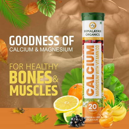 Himalayan Organics Calcium, Magnesium With Vitamin D3 Lemon & Lime Flavour Tablets