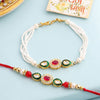 Dhiyona Set Of 2 Multicolor Oval Shape Kundan Studded & Beads Bhaiya Bhabhi Rakhi