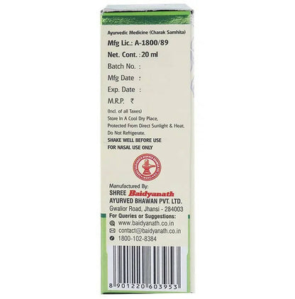 Baidyanath Jhansi Anu Taila Ayurvedic Nasal Drops - Indyancart