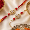 Dhiyona Set Of 2 Artificial Stones & Beads Swastik Bhaiya Bhabhi Rakhi With Roli Chawal