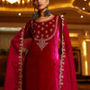 Indyancart IE Floral Yoke Design Sequinned Velvet Straight Kurta With Trousers & Dupatta