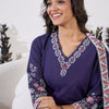 Dhiyona IE Floral Printed Thread Work Straight Kurta with Trouser & Dupatta
