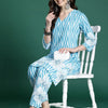 Dhiyona IE Printed Pure Cotton V Neck Top With Trousers Co-Ords