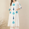 Dhiyona IE Floral Printed Panelled V-Neck Mirror Work A-Line Pure Cotton Kurta with Palazzos