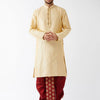 Men's Beige Silk Blend Straight Kurta and Dhoti Set