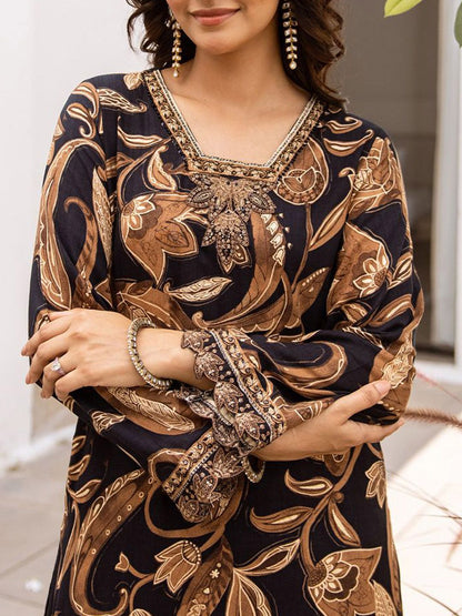 Indyancart IE Printed V Neck Tunic & Palazzo