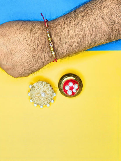 Anouk Set Of 6 Beaded Cotton Thread with AD Stones & Meenakari Designer Rakhi for Brother