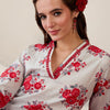 Indyancart IE Women Floral Printed Regular Mirror Work Pure Cotton Kurta with Trousers