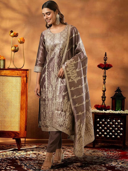 Women Regular Kurta with Trousers & With Dupatta