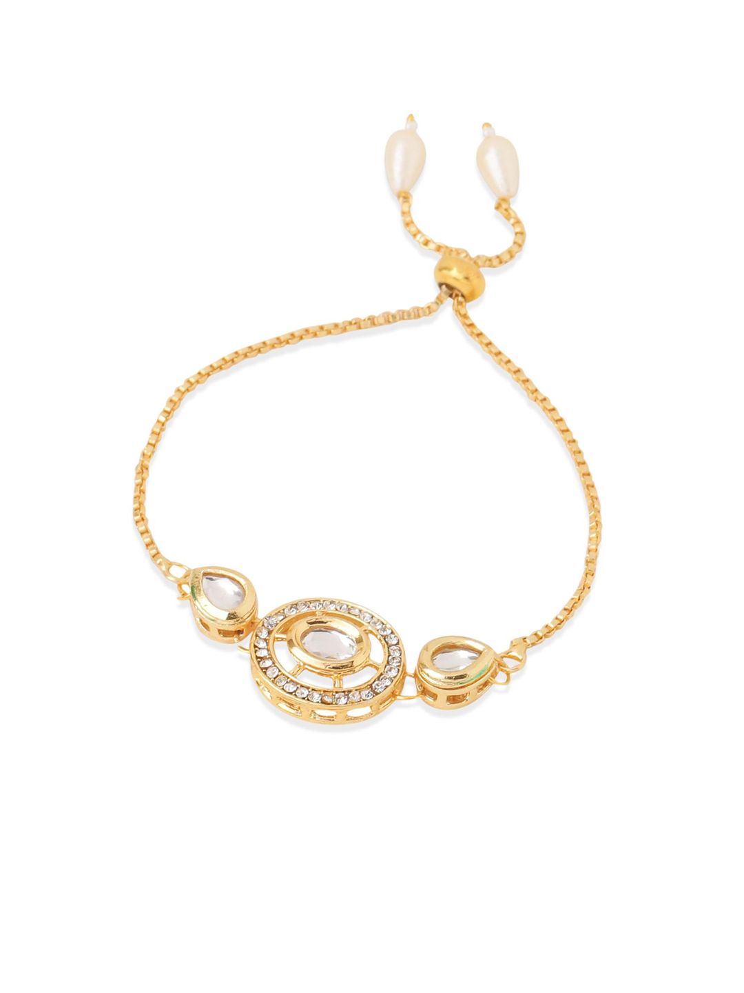 Anouk Set Of 2 Gold Toned Kundan Bhaiya Bhabhi Rakhi With Roli Chawal Chandan Mishri