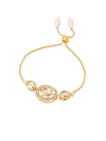 Anouk Set Of 2 Gold Toned Kundan Bhaiya Bhabhi Rakhi With Roli Chawal Chandan Mishri