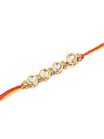 Anouk Kundan Studded Bhaiya Bhabhi Rakhis With Roli Chawal Chandan & Mishri