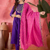 Dhiyona SN Women's Zari Sequence Embroidered Straight Kurta With Trousers & Dupatta