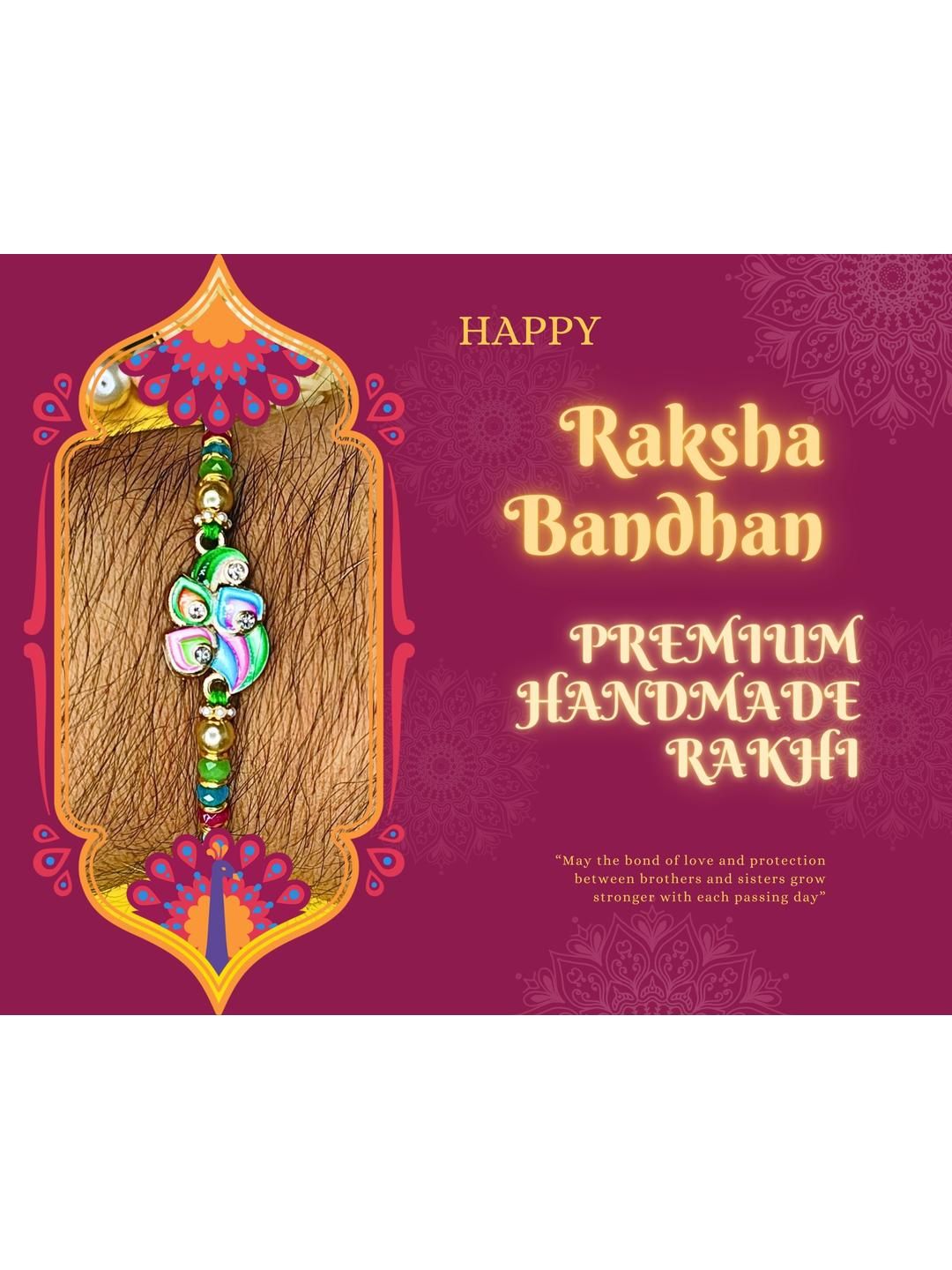 Anouk Set Of 12 Beaded Cotton Thread with AD Stones & Meenakari Designer Rakhi for Brother