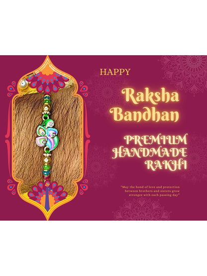 Anouk Set Of 12 Beaded Cotton Thread with AD Stones & Meenakari Designer Rakhi for Brother