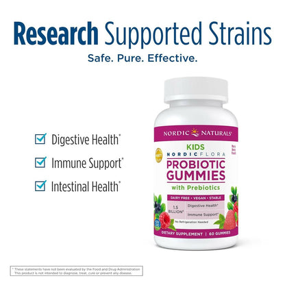 Nordic Naturals Kids Nordic Flora Probiotic Gummies with Prebiotics