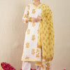 Indyancart IE Women Floral Printed Regular Thread Work Pure Cotton Kurta with Trousers & With Dupatta