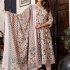 Indyancart IE Women Floral Printed Regular Beads and Stones Pure Cotton Kurta with Trousers & With Dupatta