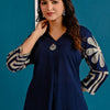 Dhiyona IE Embroidered Pure Cotton V-Neck Top With Trousers Co-Ords