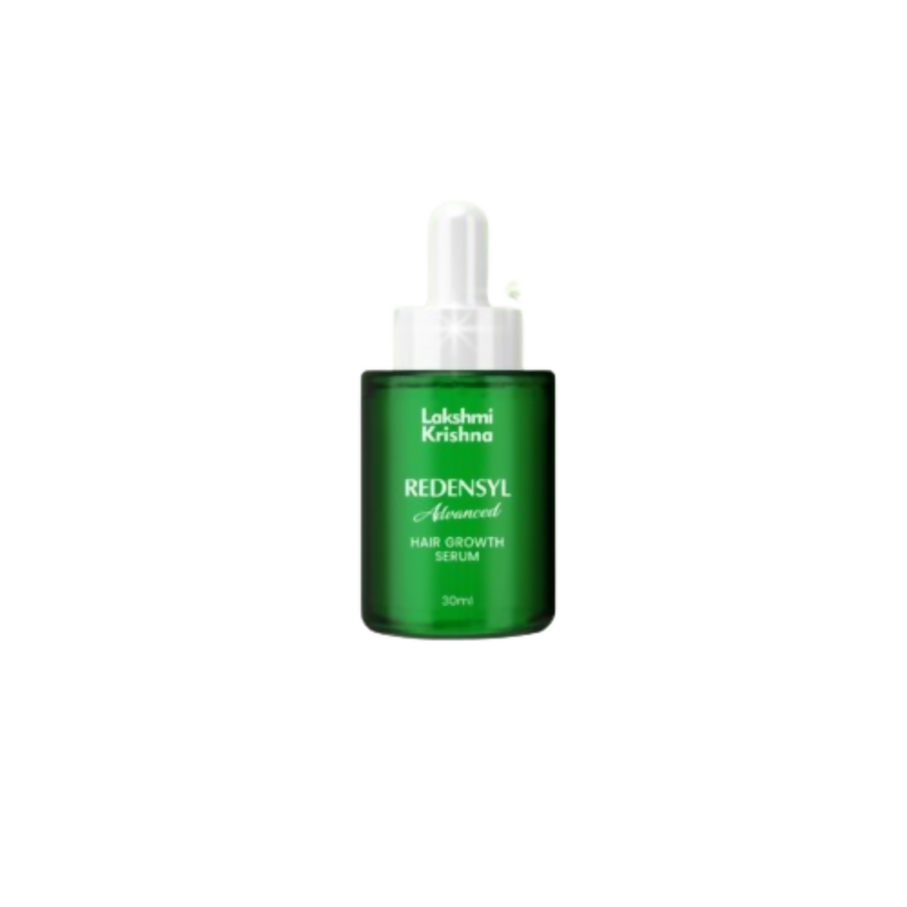 Lakshmi Krishna Naturals Redensyl Hair Growth Serum bottle, natural hair serum for thicker, healthier hair.