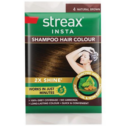 Streax Insta Shampoo Hair Color - Natural Brown - Indyancart