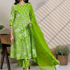 Dhiyona IE Women Floral Printed Cotton A-Line Kurta with Trousers & Dupatta