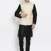 Men's Black Silk Blend Straight Jacket  Kurta and Pyjama Set