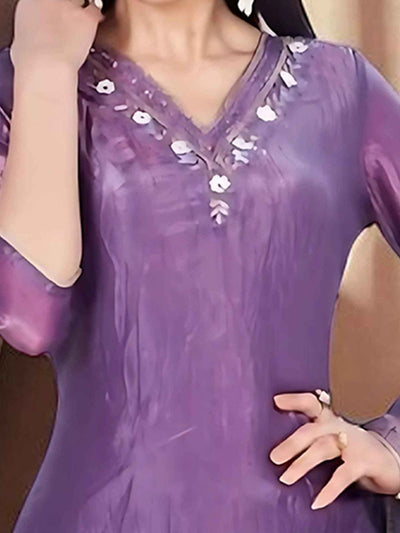 Indyancart SN Women's Floral Solid Kurta with Churidar & Dupatta