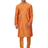 Men's Orange Cotton Blend Straight Kurta Pyjama Set