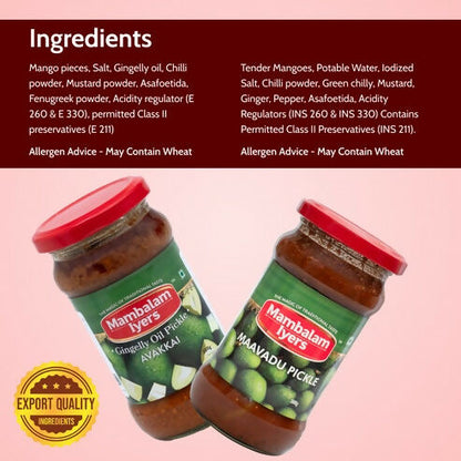Mambalam Iyers Avakkai Pickle & Maavadu Pickle Combo