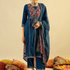 Dhiyona IE Ethnic Motifs Printed Pure Cotton Straight Kurta With Trousers & Dupatta